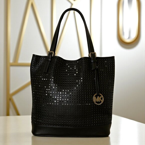 Michael Kors Bridget 30S4GGET3L Perforated Leather Tote with Detachable Pouch - Picture 7 of 17